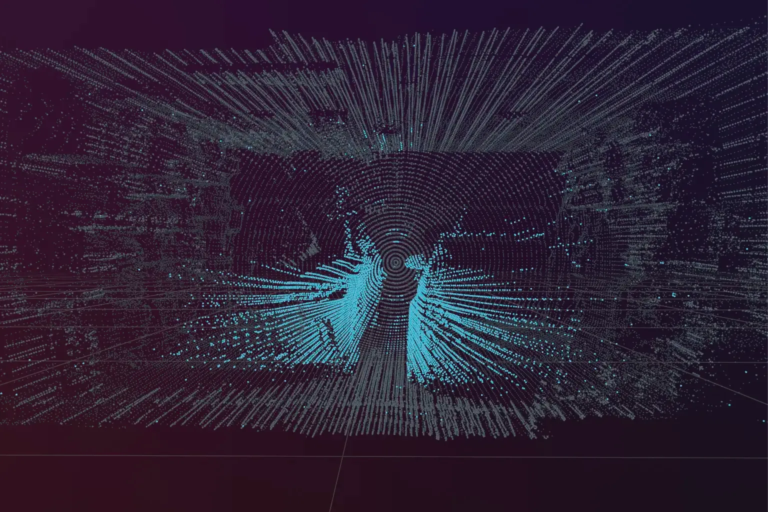 Live L2 lidar scan of the garage shown with negative and cars